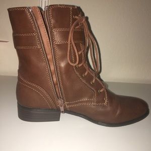 Brown combat boots